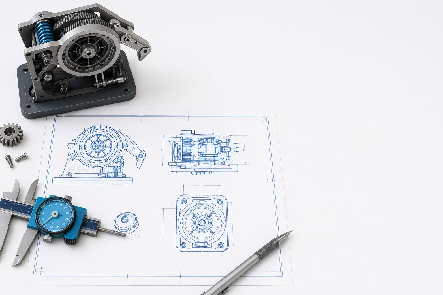 An inventor's idea being turned into a precise patent drawing